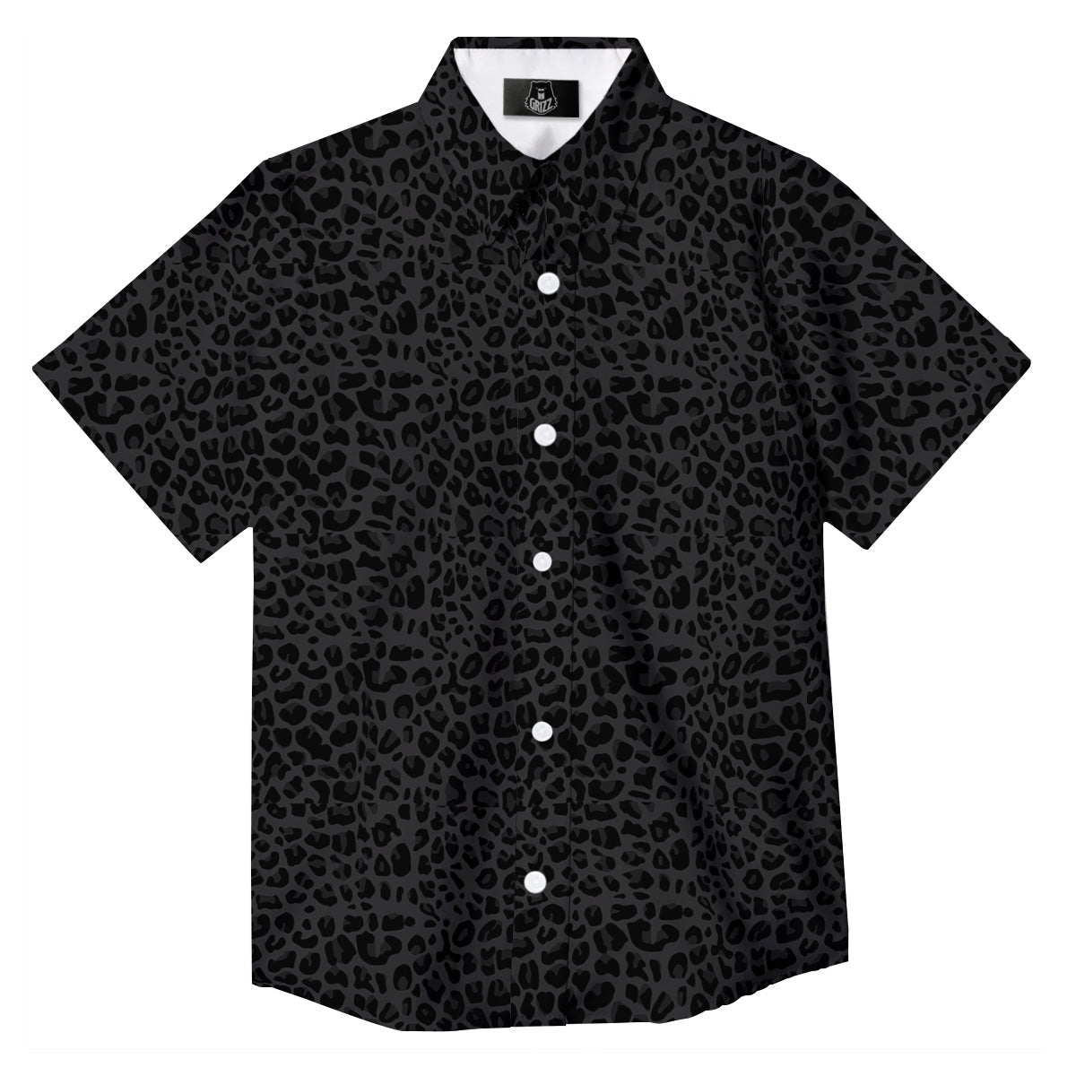 Leopard Black Print Button Up Shirt-grizzshop