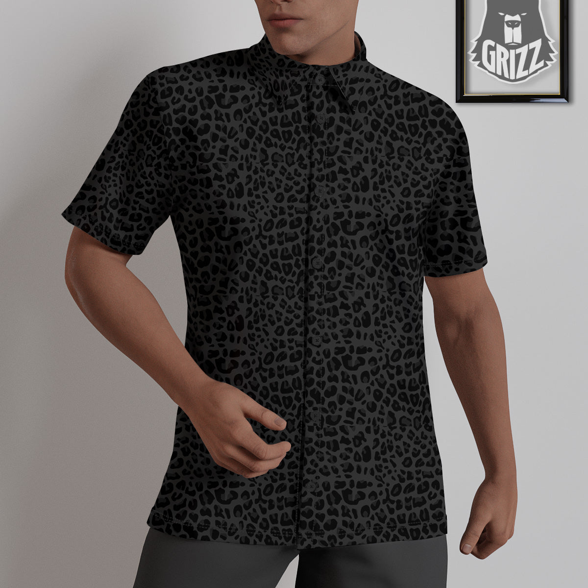 Leopard Black Print Untucked Shirts-grizzshop