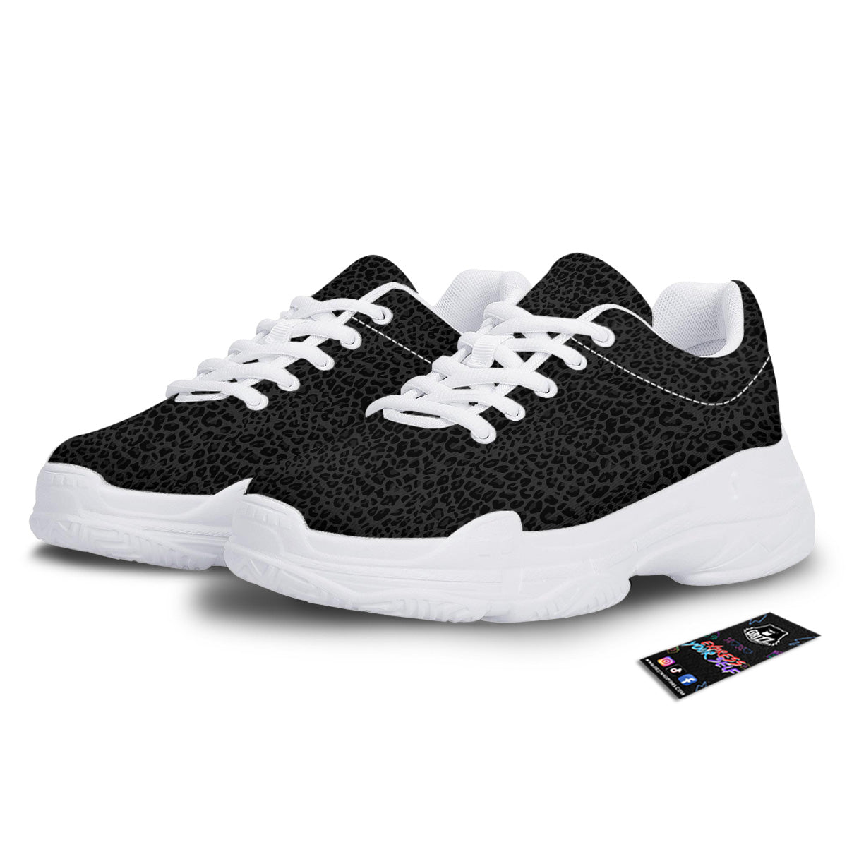 Leopard Black Print White Chunky Shoes-grizzshop