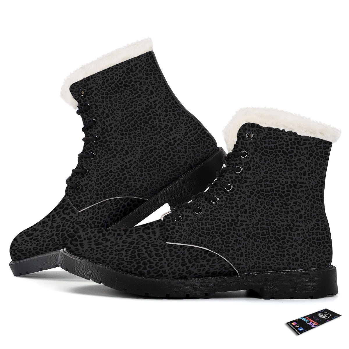 Leopard Black Print Winter Boots-grizzshop