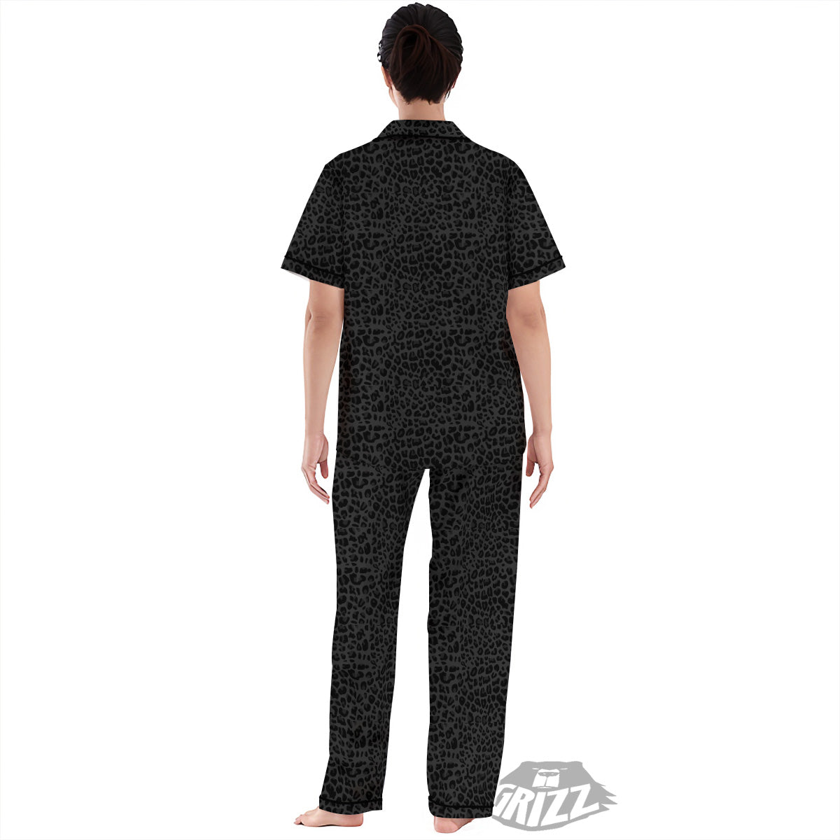 Leopard Black Print Women's Pajamas Set-grizzshop