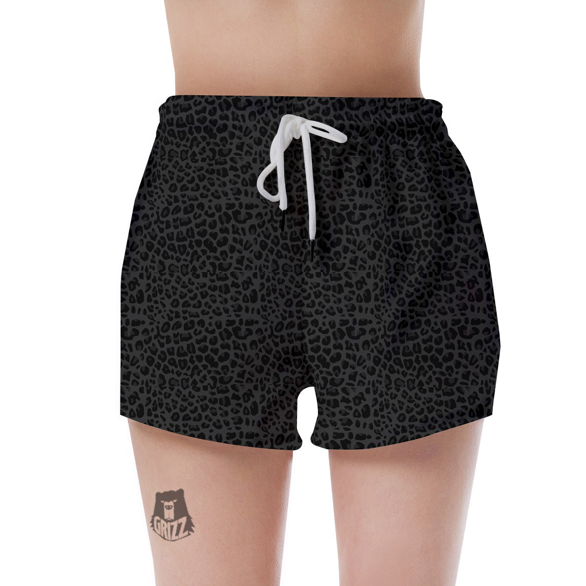 Leopard Black Print Women's Shorts-grizzshop