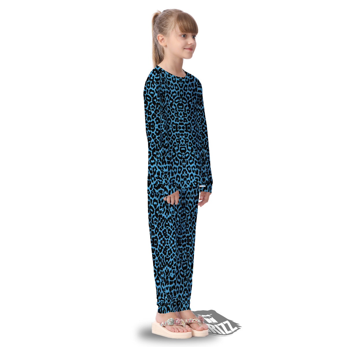 Leopard Blue Print Kid's Pajamas-grizzshop