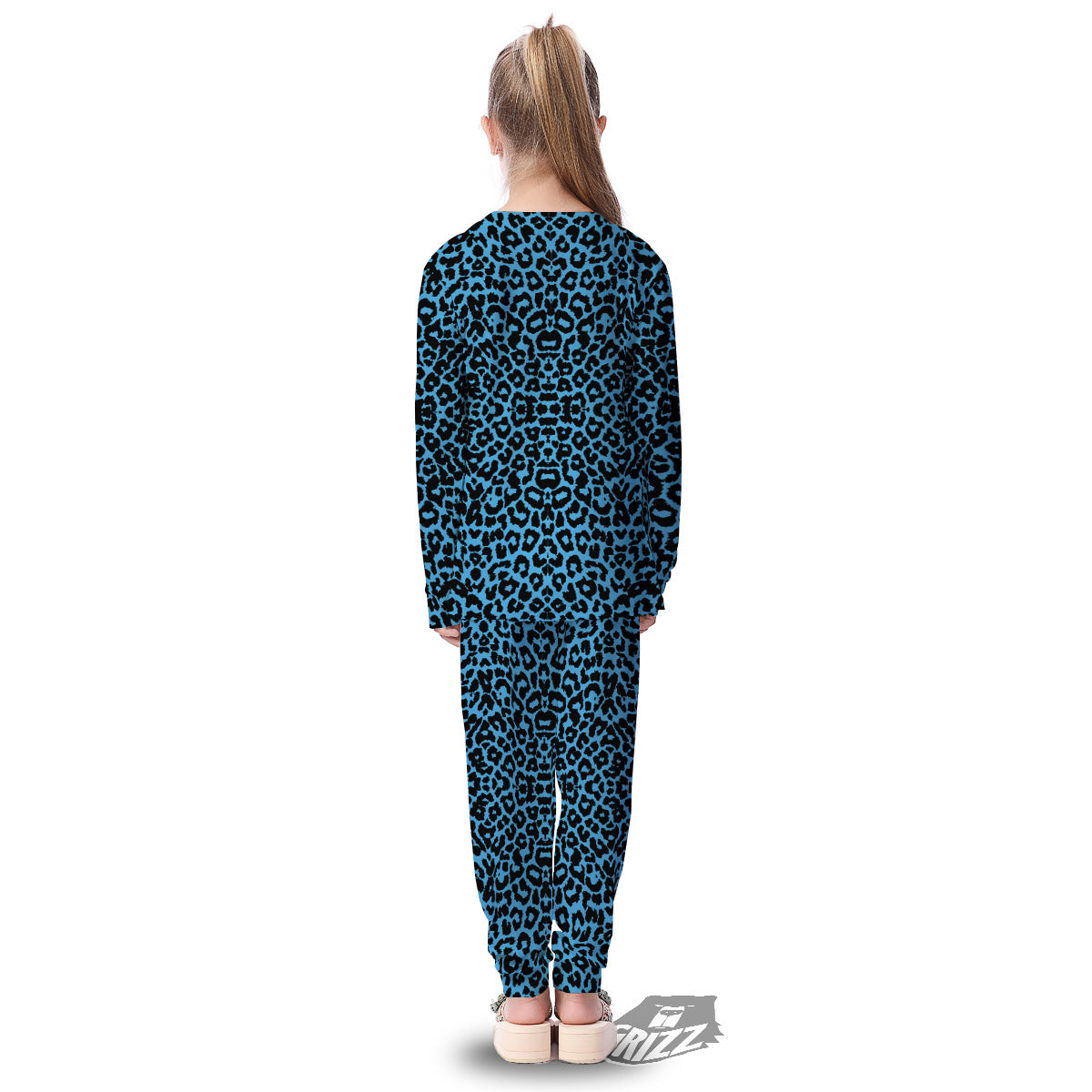Leopard Blue Print Kid's Pajamas-grizzshop