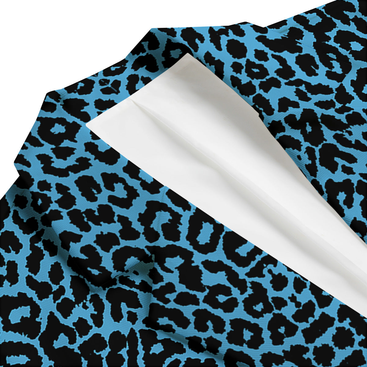 Leopard Blue Print Men's Blazer-grizzshop