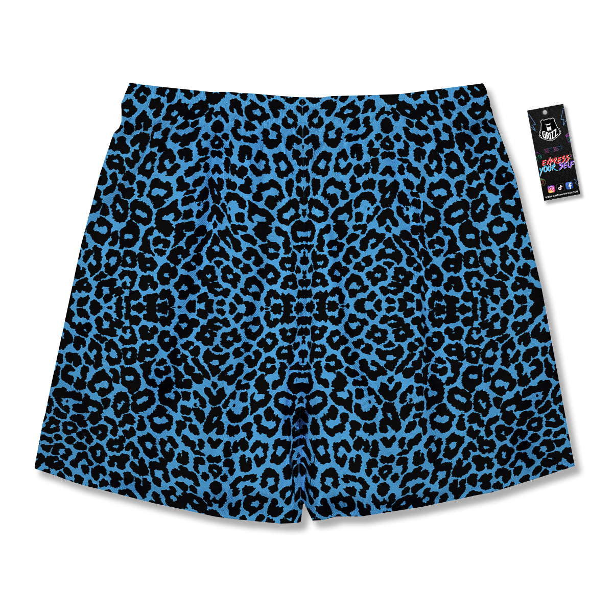 Leopard Blue Print Men's Running Shorts-grizzshop
