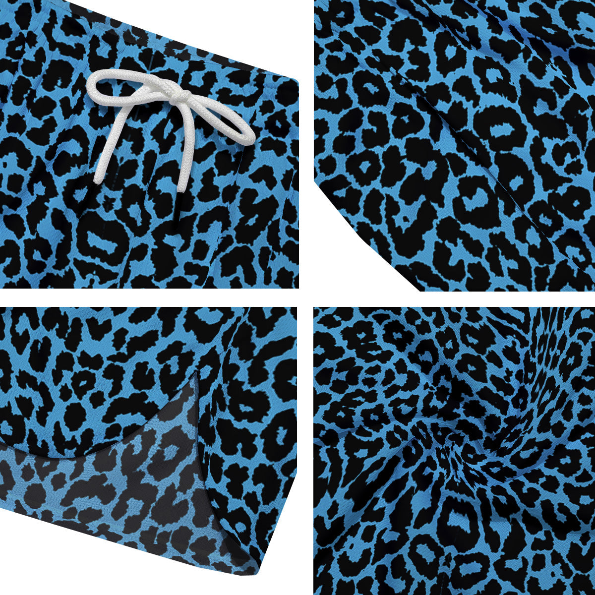 Leopard Blue Print Men's Running Shorts-grizzshop
