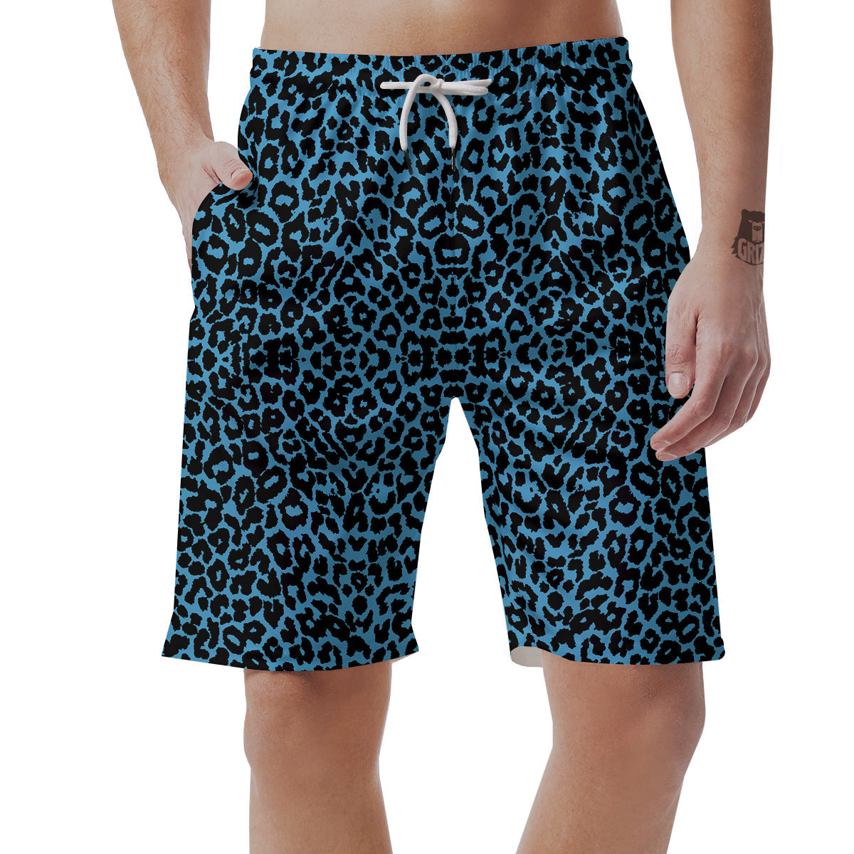 Leopard Blue Print Men's Shorts-grizzshop