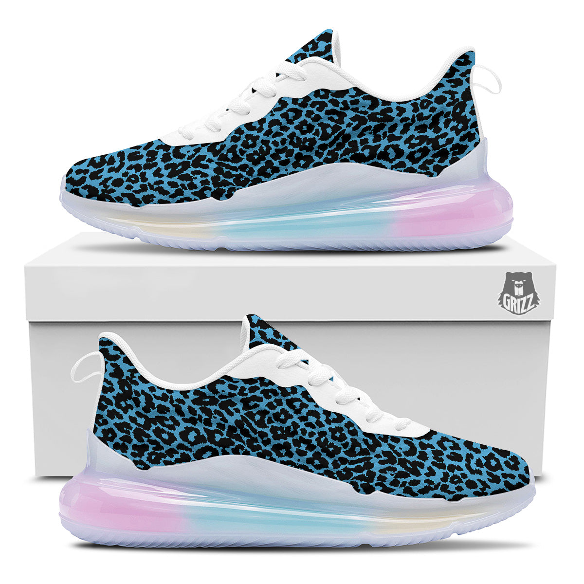 Leopard Blue Print Running Sneakers-grizzshop
