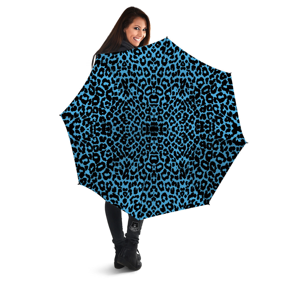 Leopard Blue Print Umbrella-grizzshop