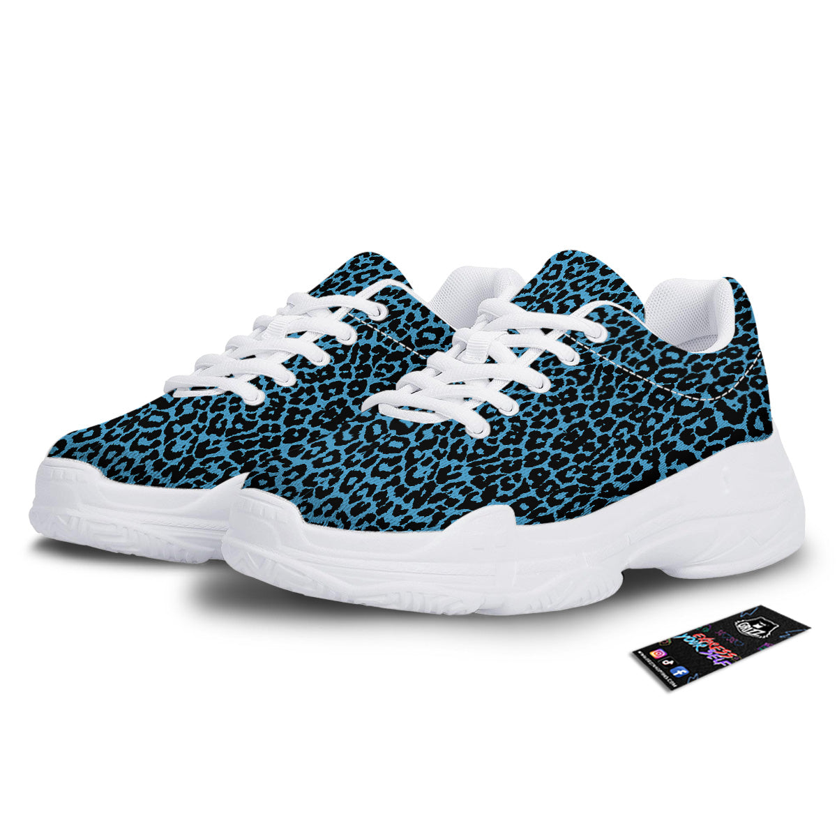 Leopard Blue Print White Chunky Shoes-grizzshop