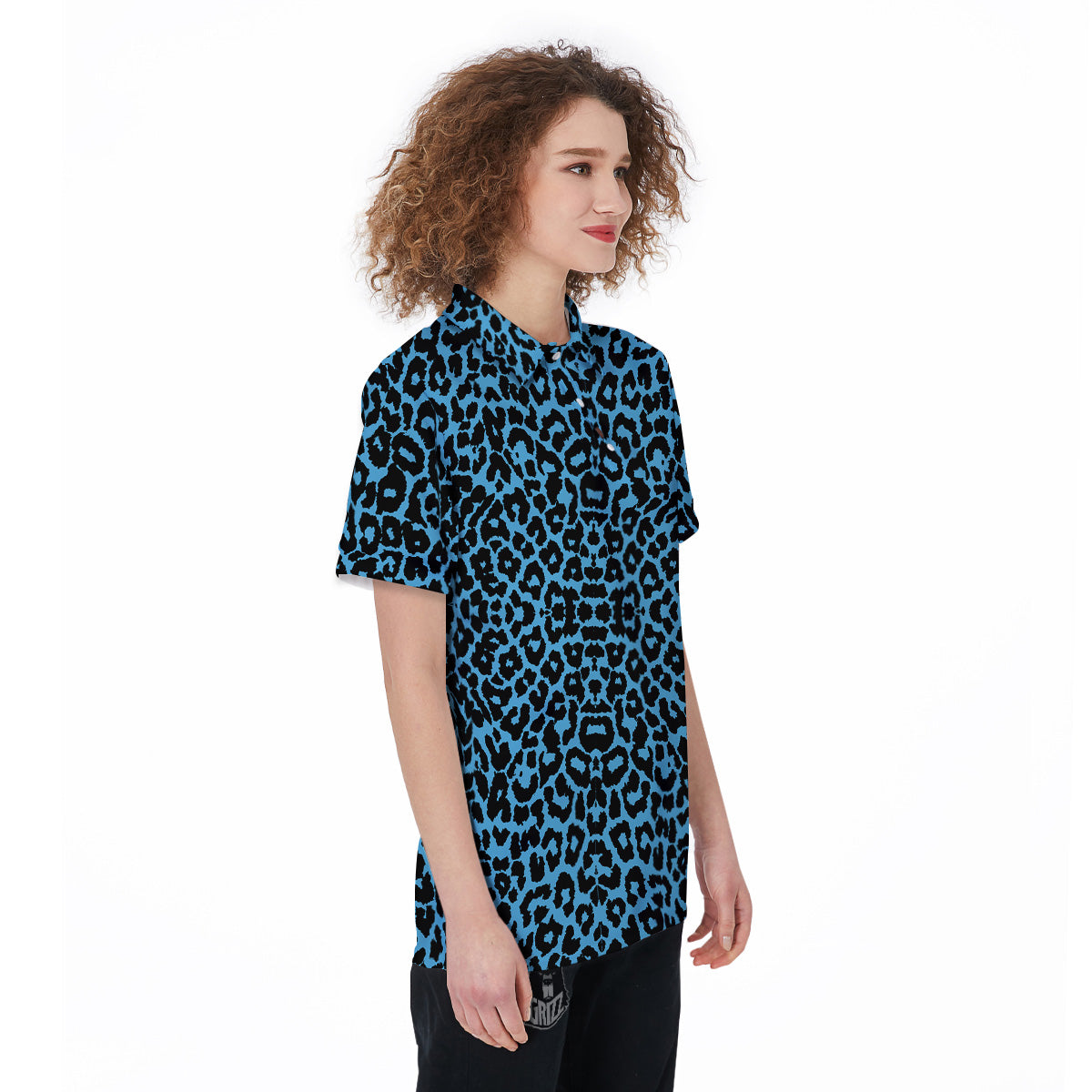 Leopard Blue Print Women's Golf Shirts-grizzshop