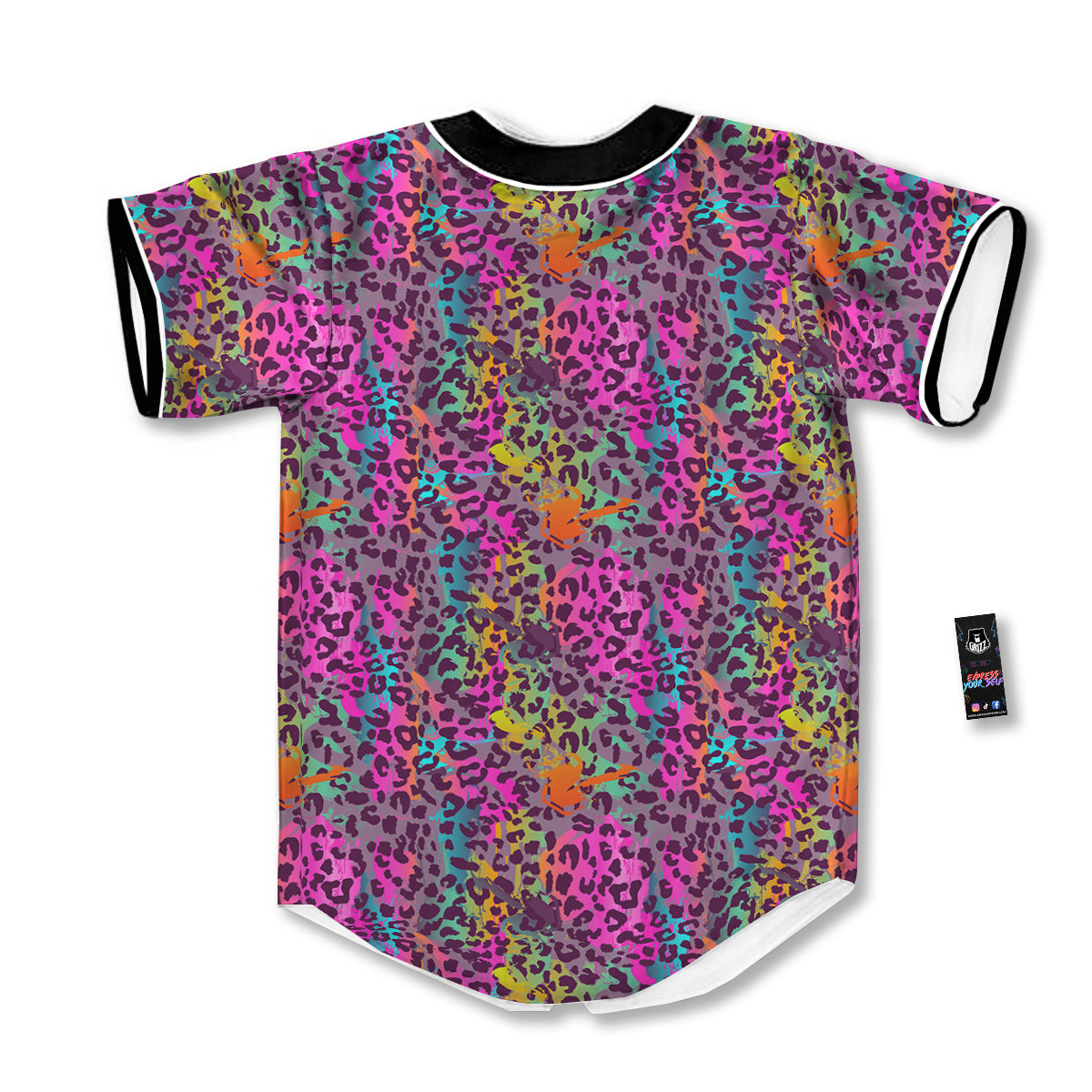 Leopard Colorful Print Baseball Jersey-grizzshop