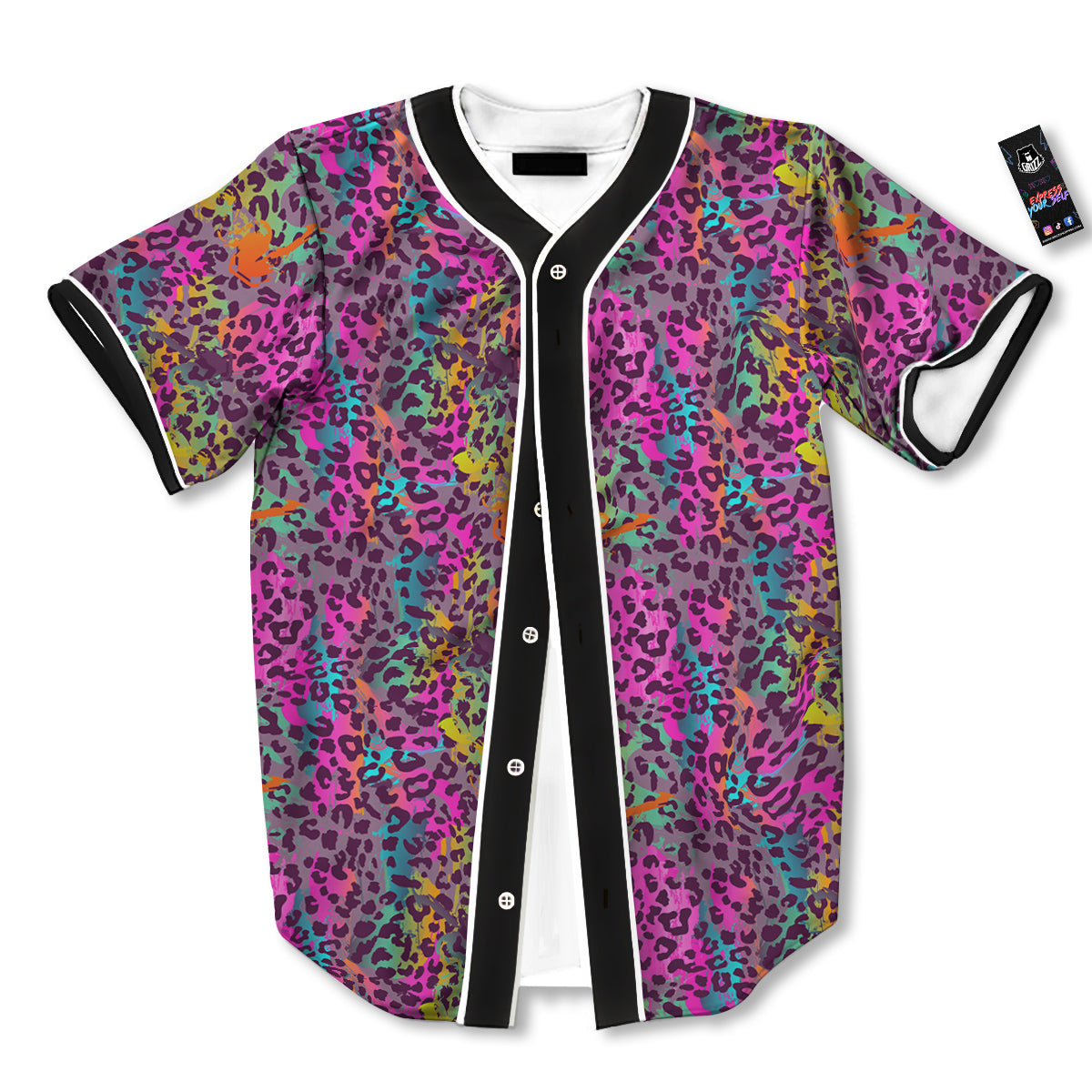 Leopard Colorful Print Baseball Jersey-grizzshop