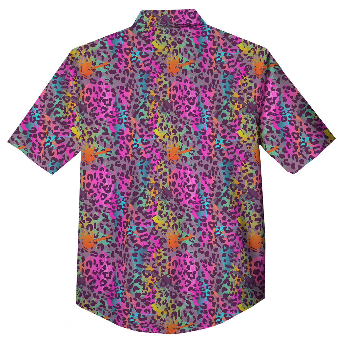 Leopard Colorful Print Button Up Shirt-grizzshop