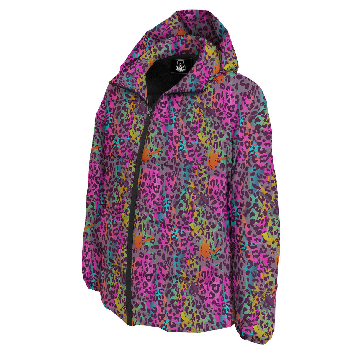 Leopard Colorful Print Down Jacket-grizzshop