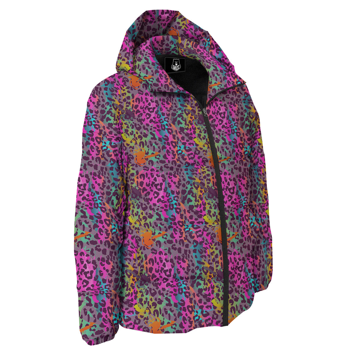 Leopard Colorful Print Down Jacket-grizzshop