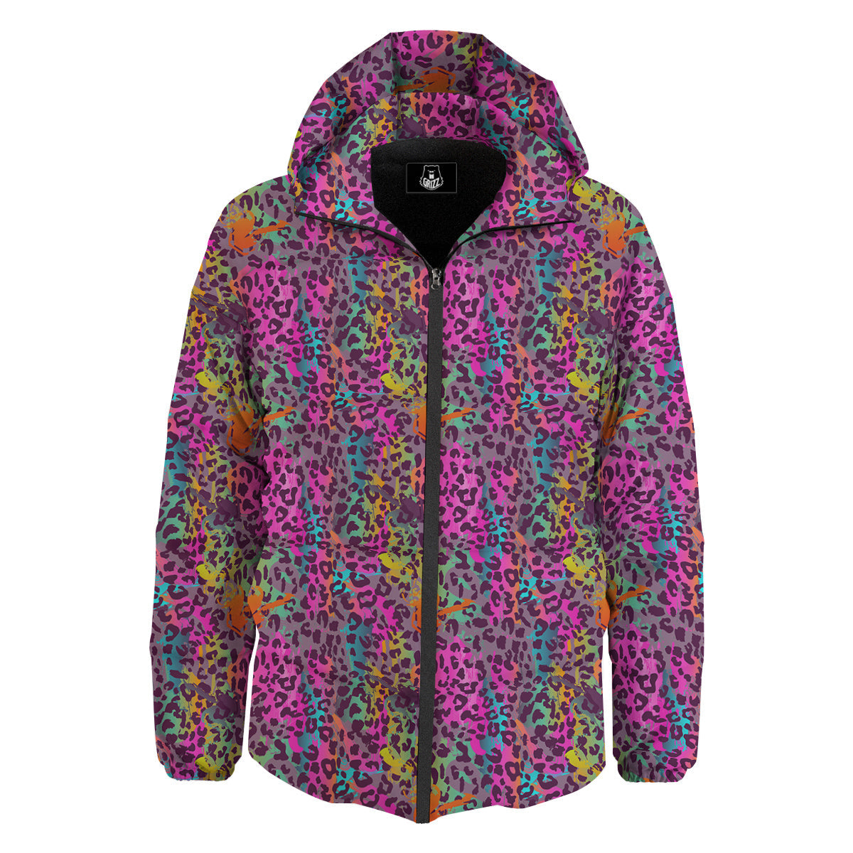 Leopard Colorful Print Down Jacket-grizzshop