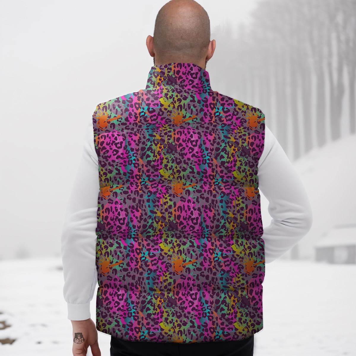 Leopard Colorful Print Down Vest