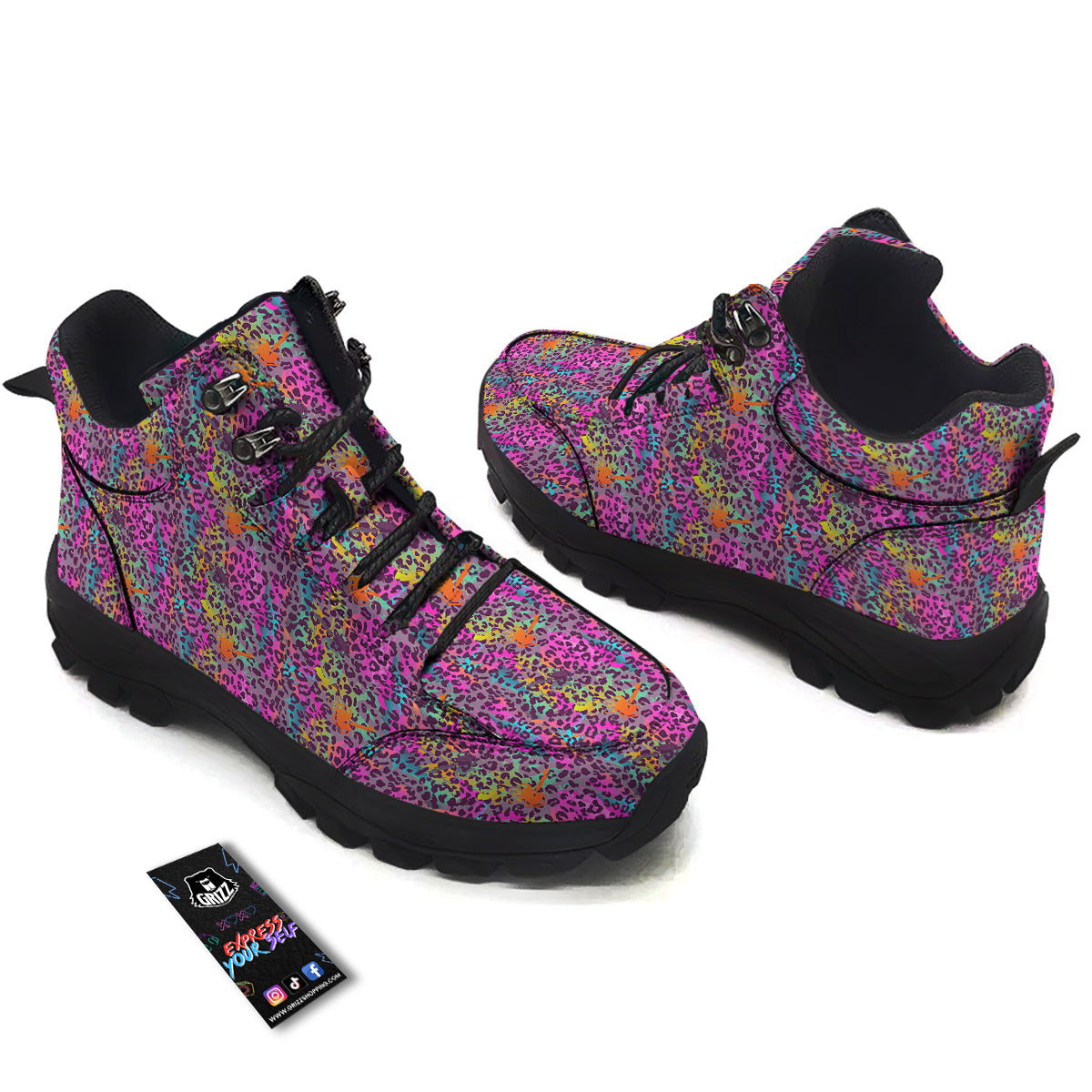 Leopard Colorful Print Hiking Shoes-grizzshop