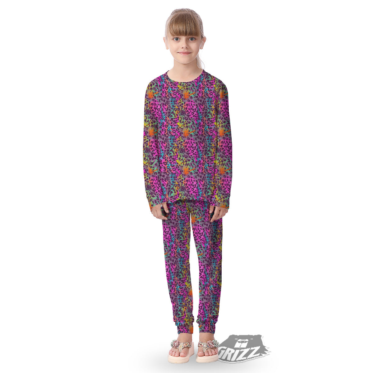 Leopard Colorful Print Kid's Pajamas-grizzshop