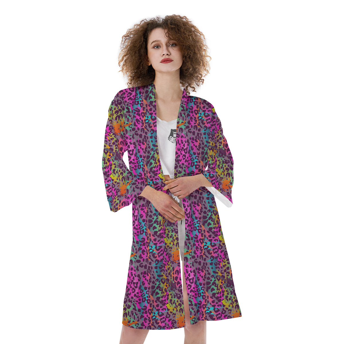 Leopard Colorful Print Kimono-grizzshop