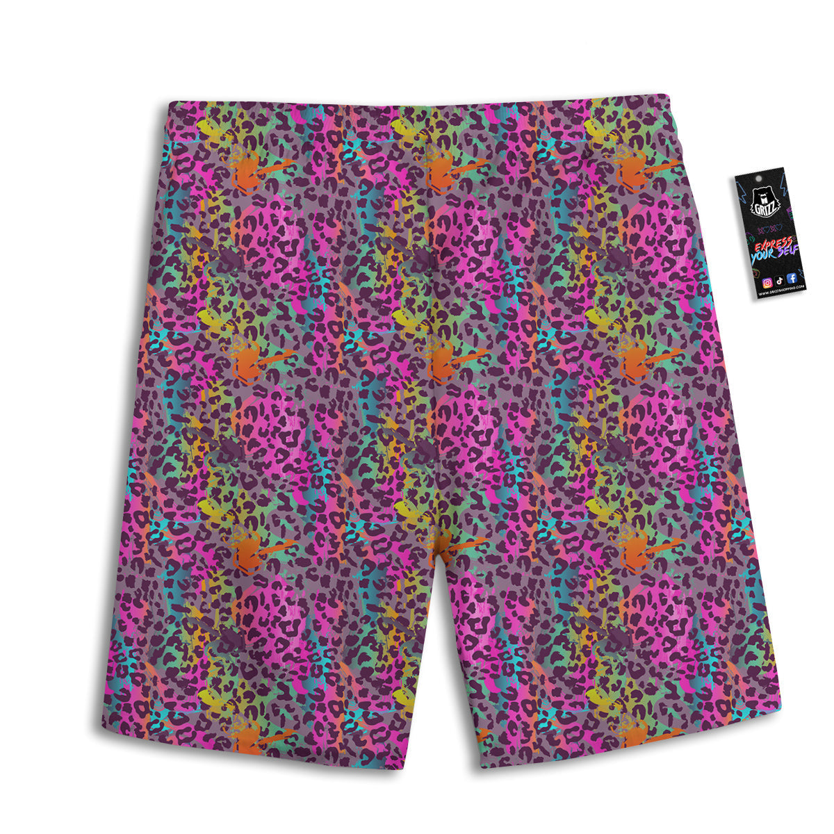 Leopard Colorful Print Men's Athletic Shorts