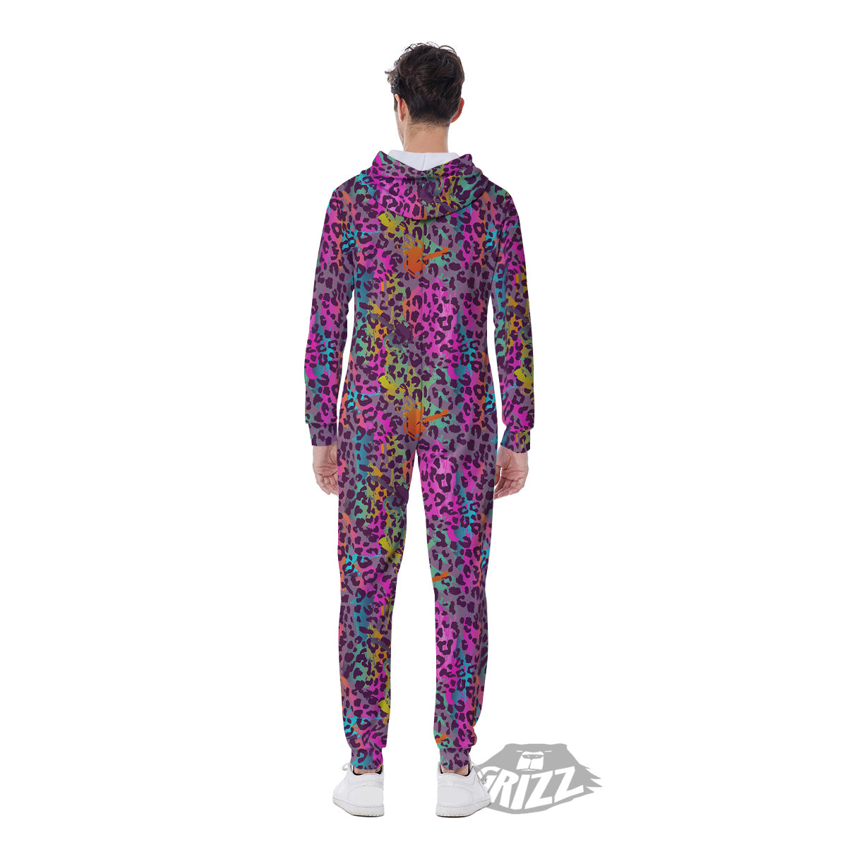 Leopard Colorful Print Men's Jumpsuit-grizzshop