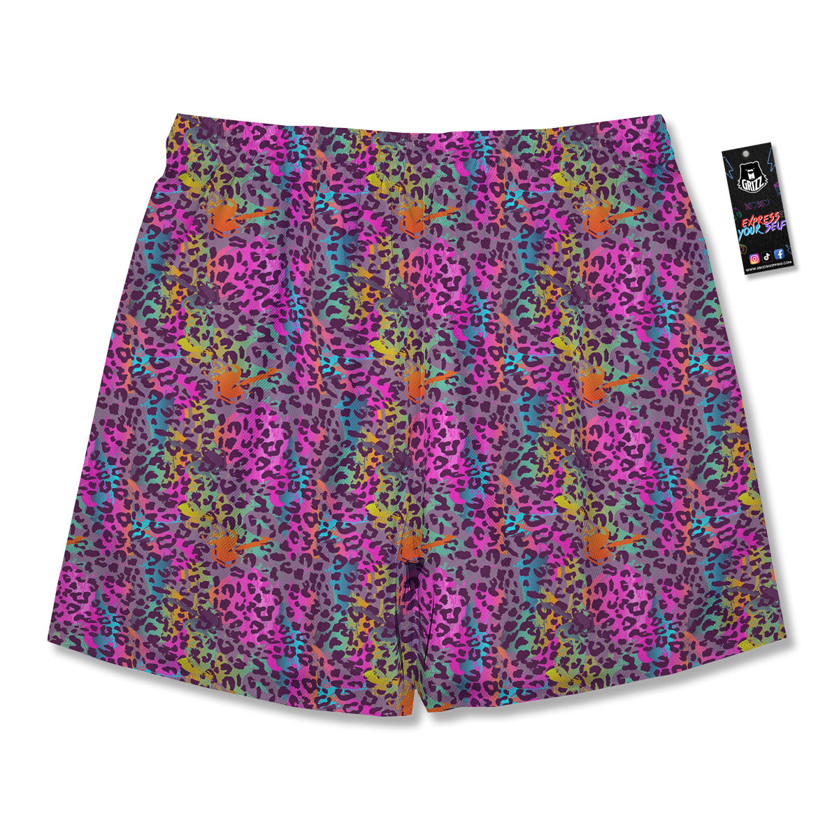 Leopard Colorful Print Men's Running Shorts-grizzshop
