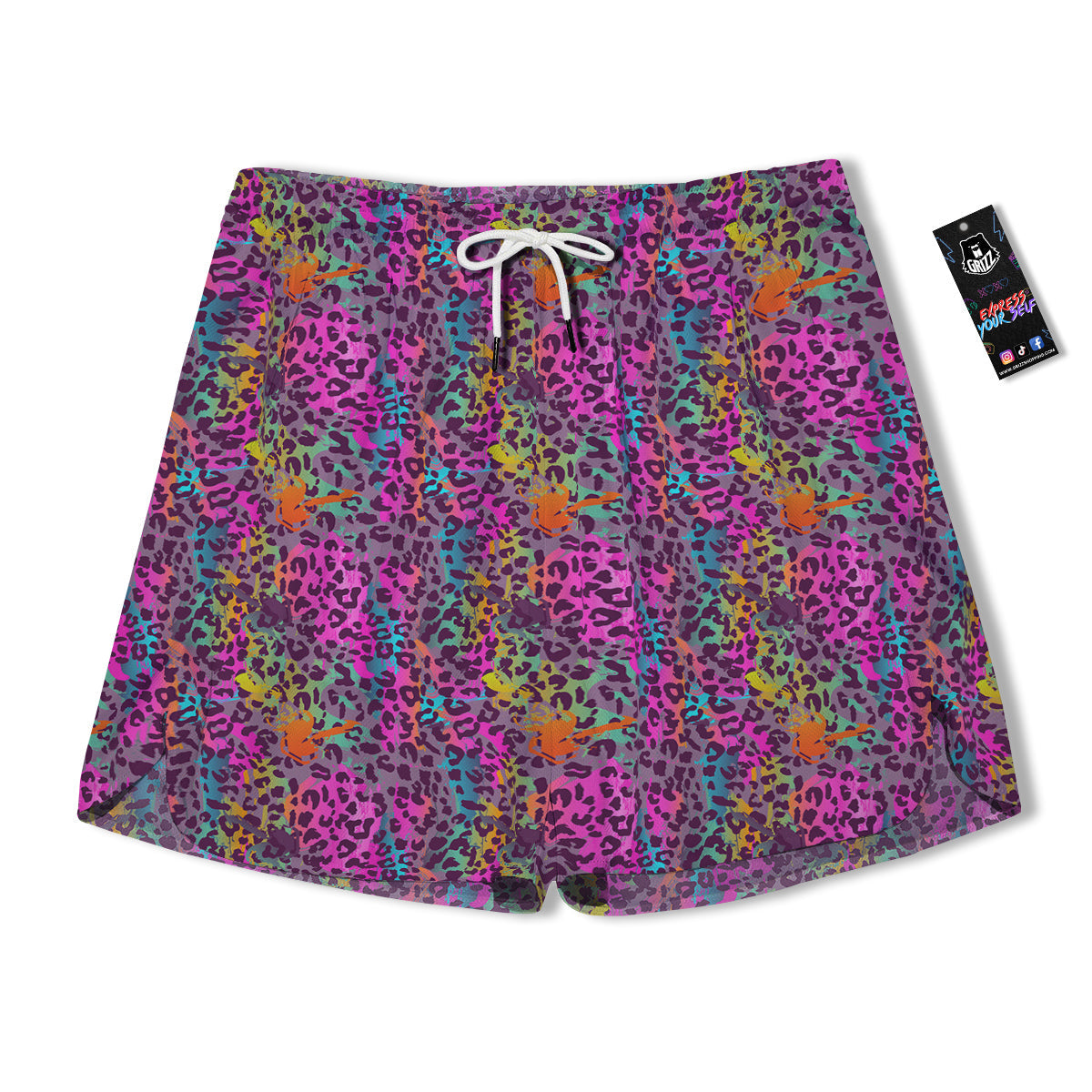 Leopard Colorful Print Men's Running Shorts-grizzshop