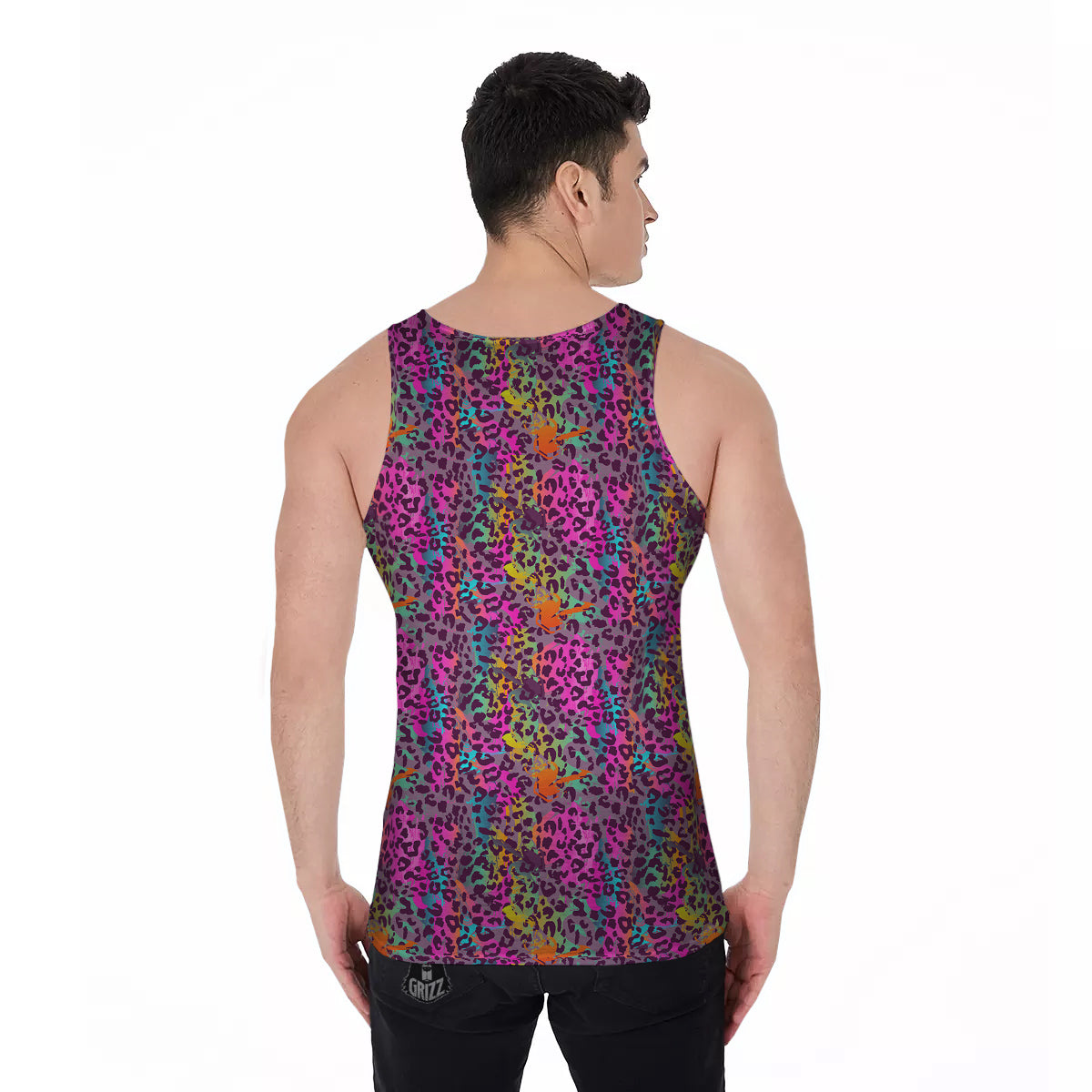Leopard Colorful Print Men's Tank Top-grizzshop