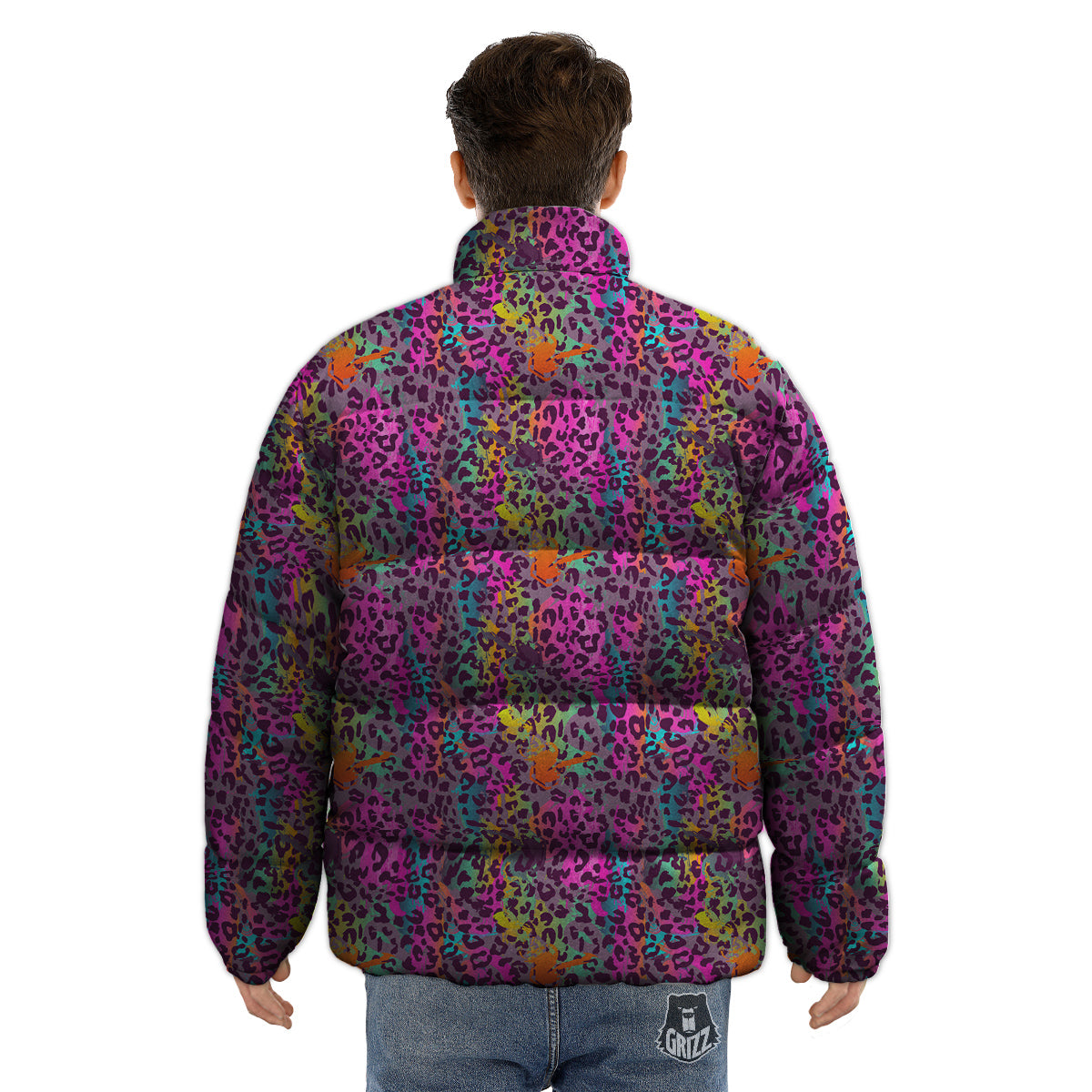 Leopard Colorful Print Puffer Jacket-grizzshop