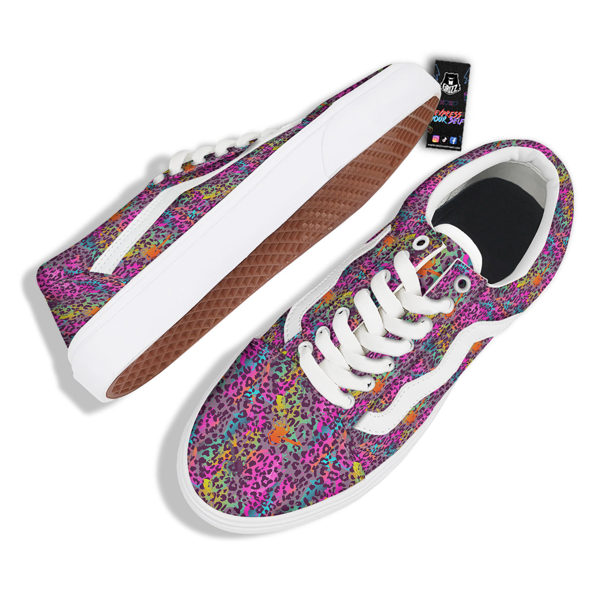 Leopard Colorful Print Skate Shoes-grizzshop