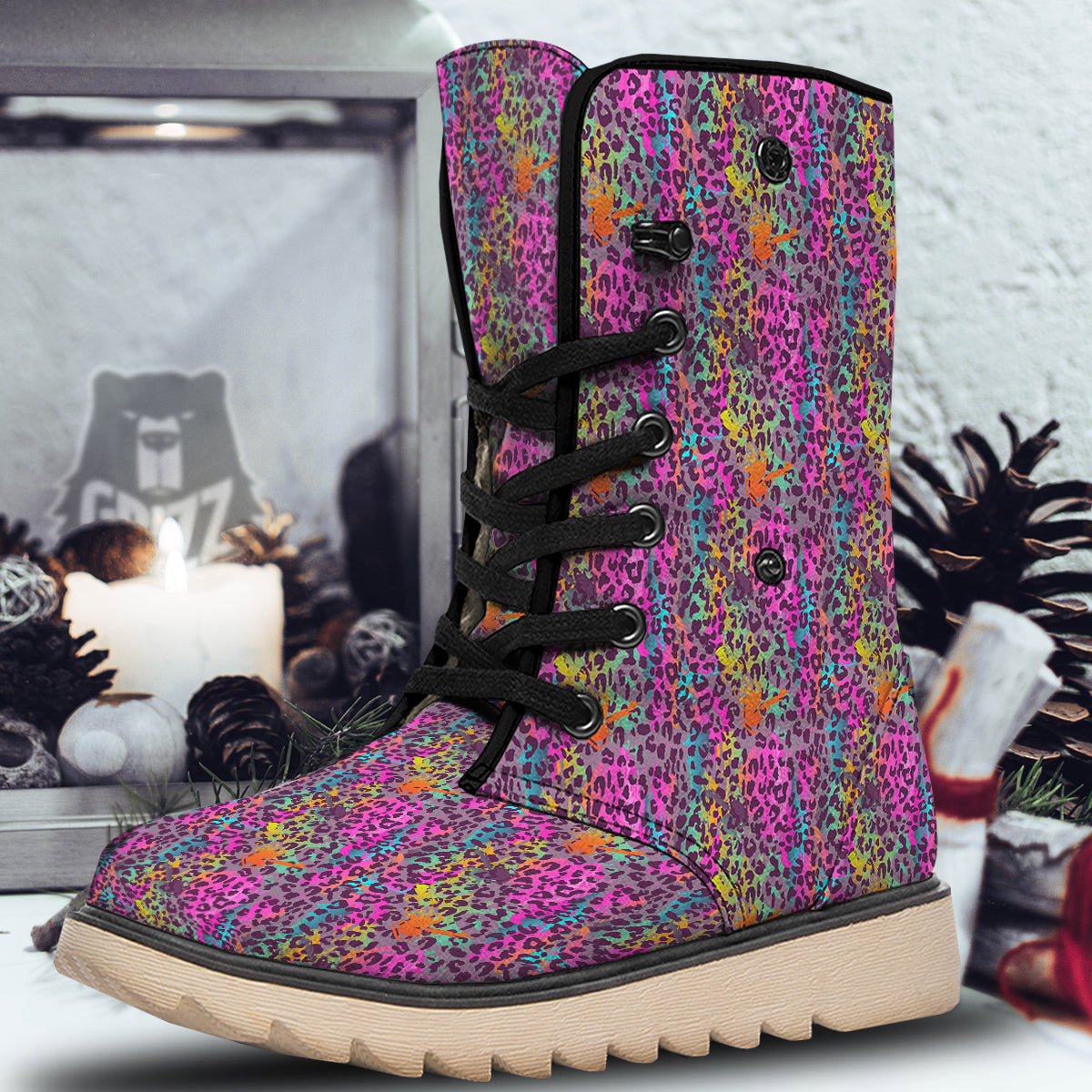Leopard Colorful Print Snow Boots-grizzshop