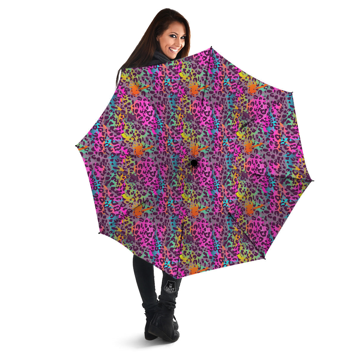 Leopard Colorful Print Umbrella-grizzshop