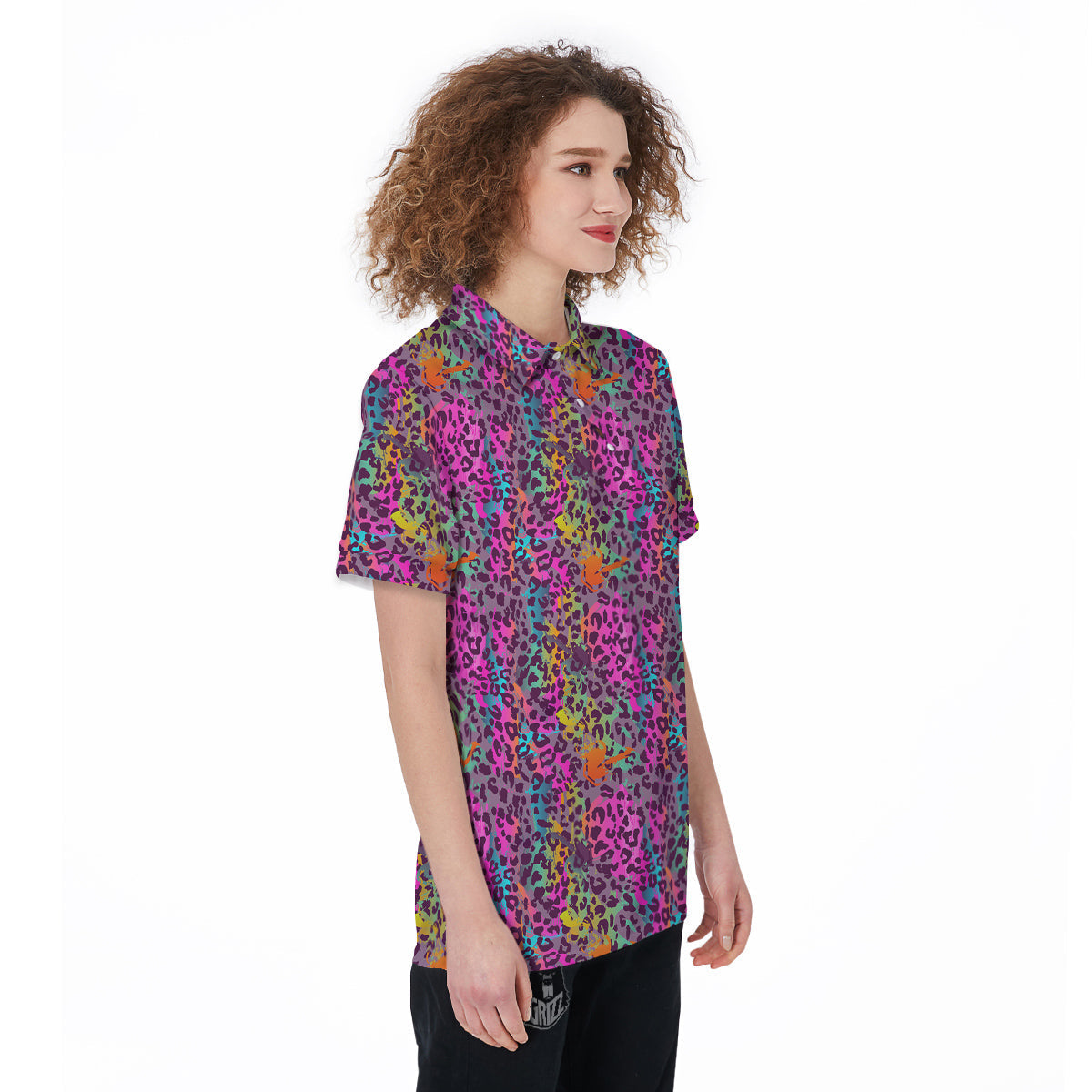 Leopard Colorful Print Women's Golf Shirts-grizzshop