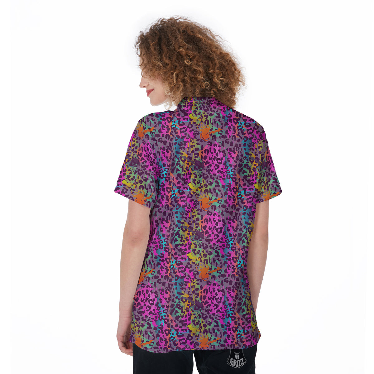 Leopard Colorful Print Women's Golf Shirts-grizzshop