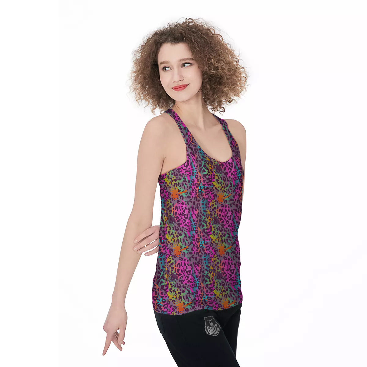 Leopard Colorful Print Women's Racerback Tank Top-grizzshop