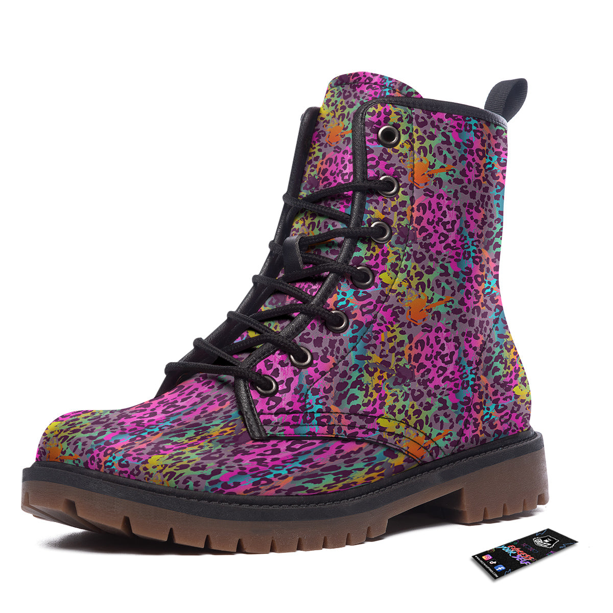 Leopard Colorful Print Work Boots-grizzshop