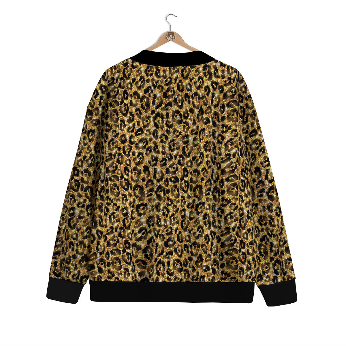 Leopard Glitter Gold Print Cardigan-grizzshop
