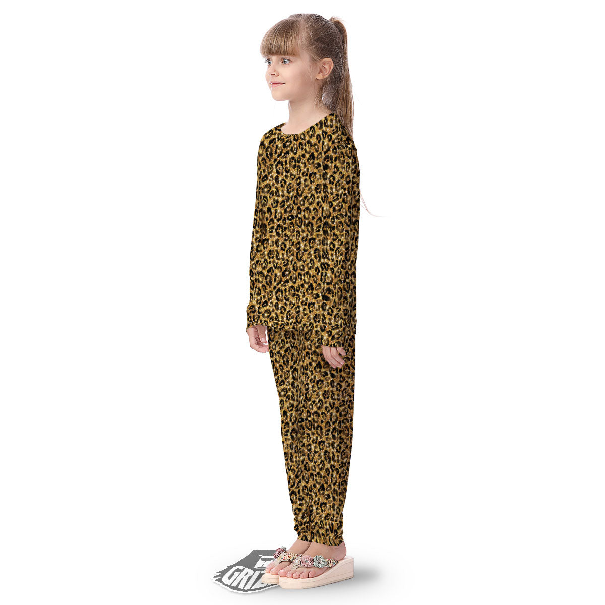 Leopard Glitter Gold Print Kid's Pajamas-grizzshop