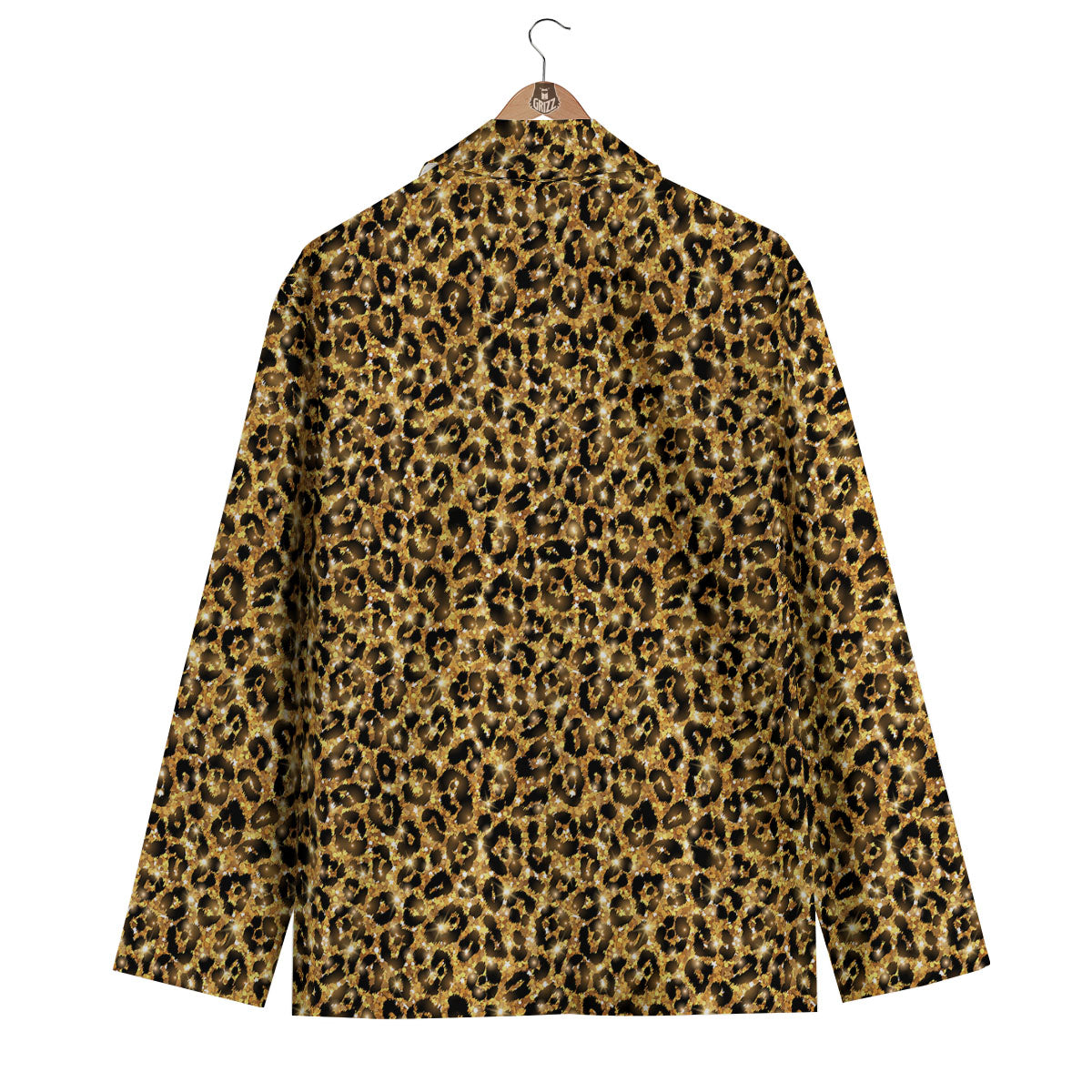 Leopard Glitter Gold Print Men's Blazer-grizzshop