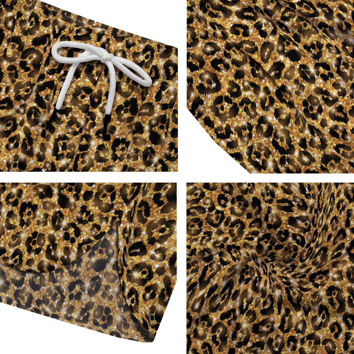 Leopard Glitter Gold Print Men's Running Shorts-grizzshop
