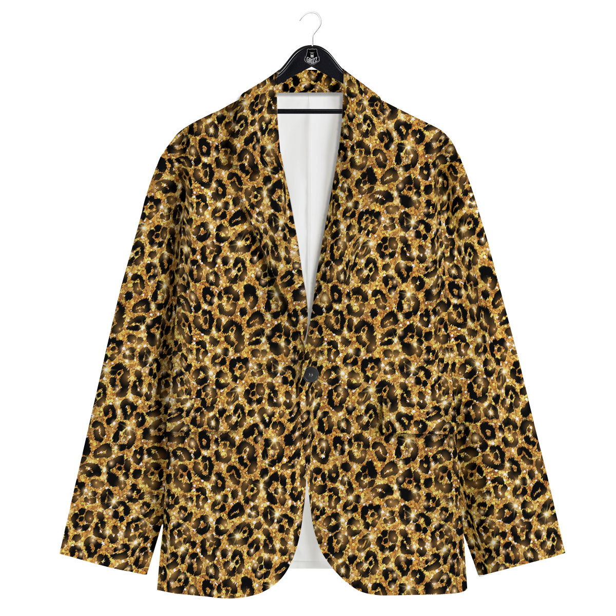 Leopard Glitter Gold Print Men's Sport Coat-grizzshop
