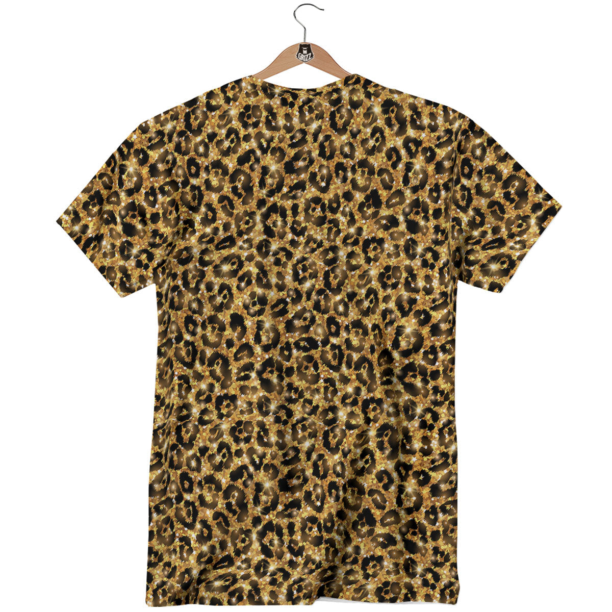 Leopard Glitter Gold Print T-Shirt-grizzshop