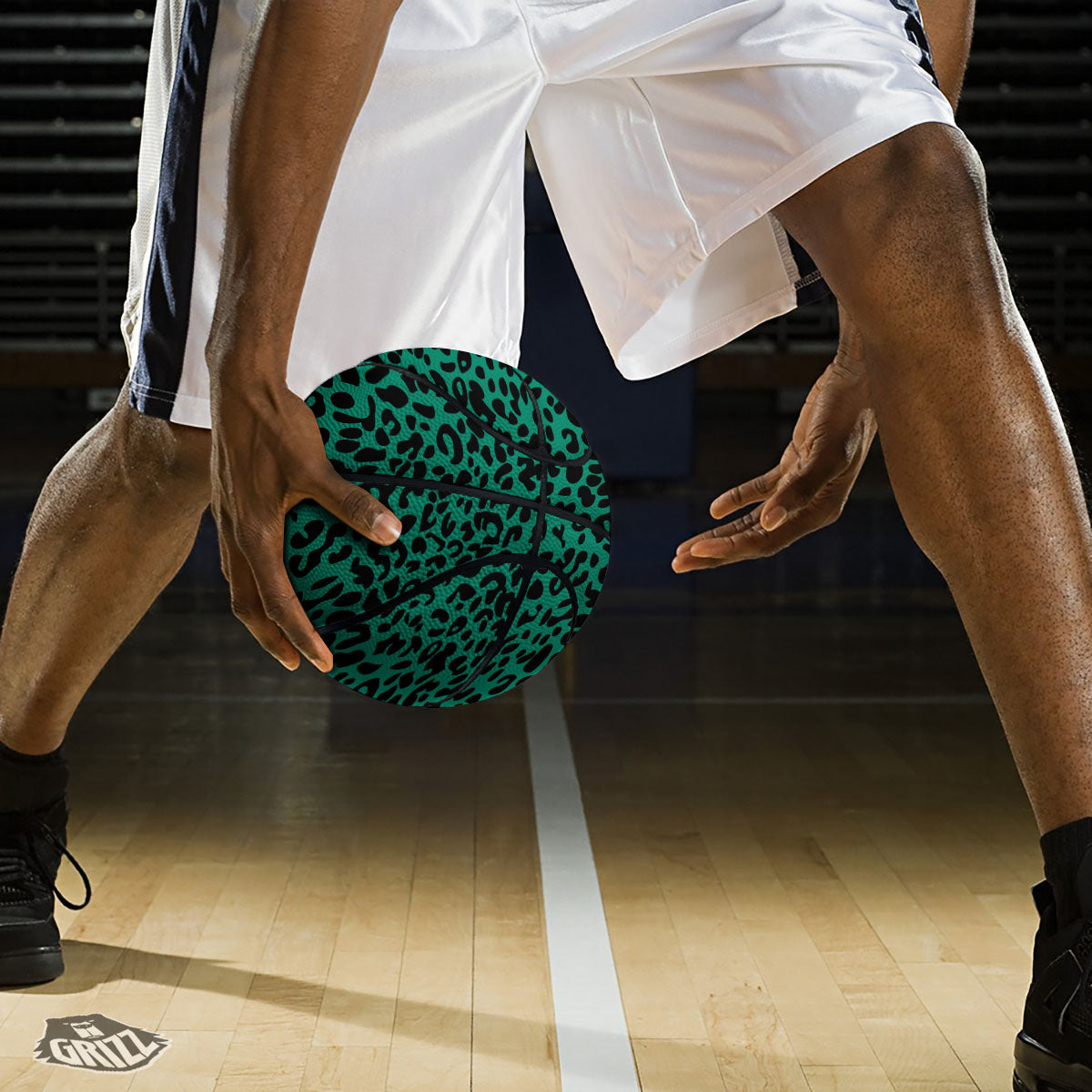 Leopard Green Print Basketball-grizzshop