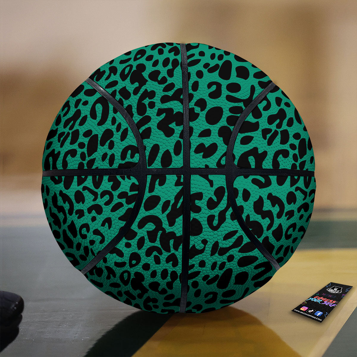Leopard Green Print Basketball-grizzshop