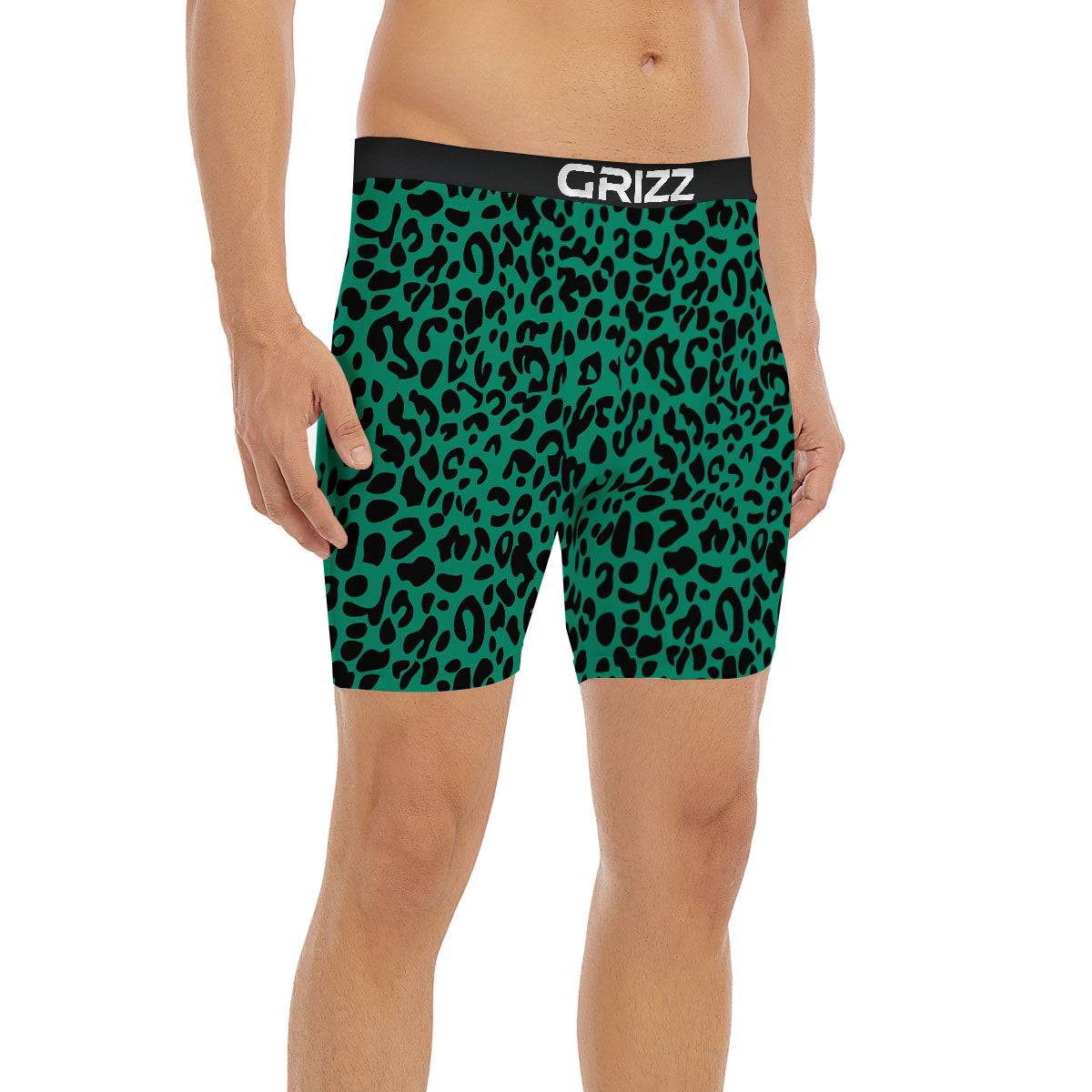 Leopard Green Print Boxer Briefs-grizzshop