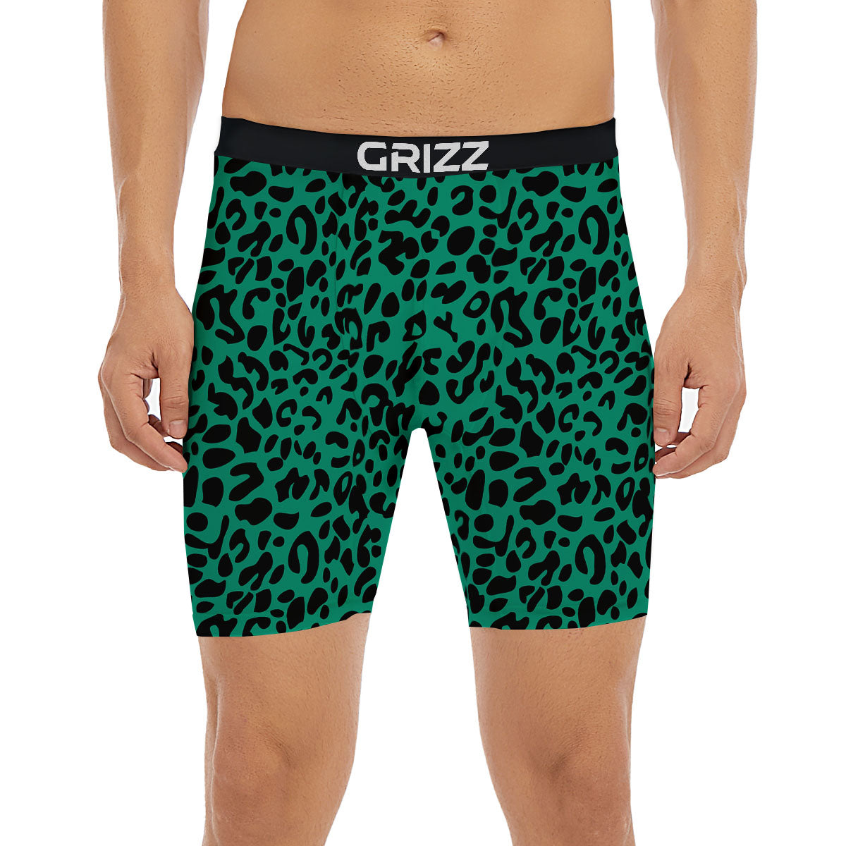 Leopard Green Print Boxer Briefs-grizzshop