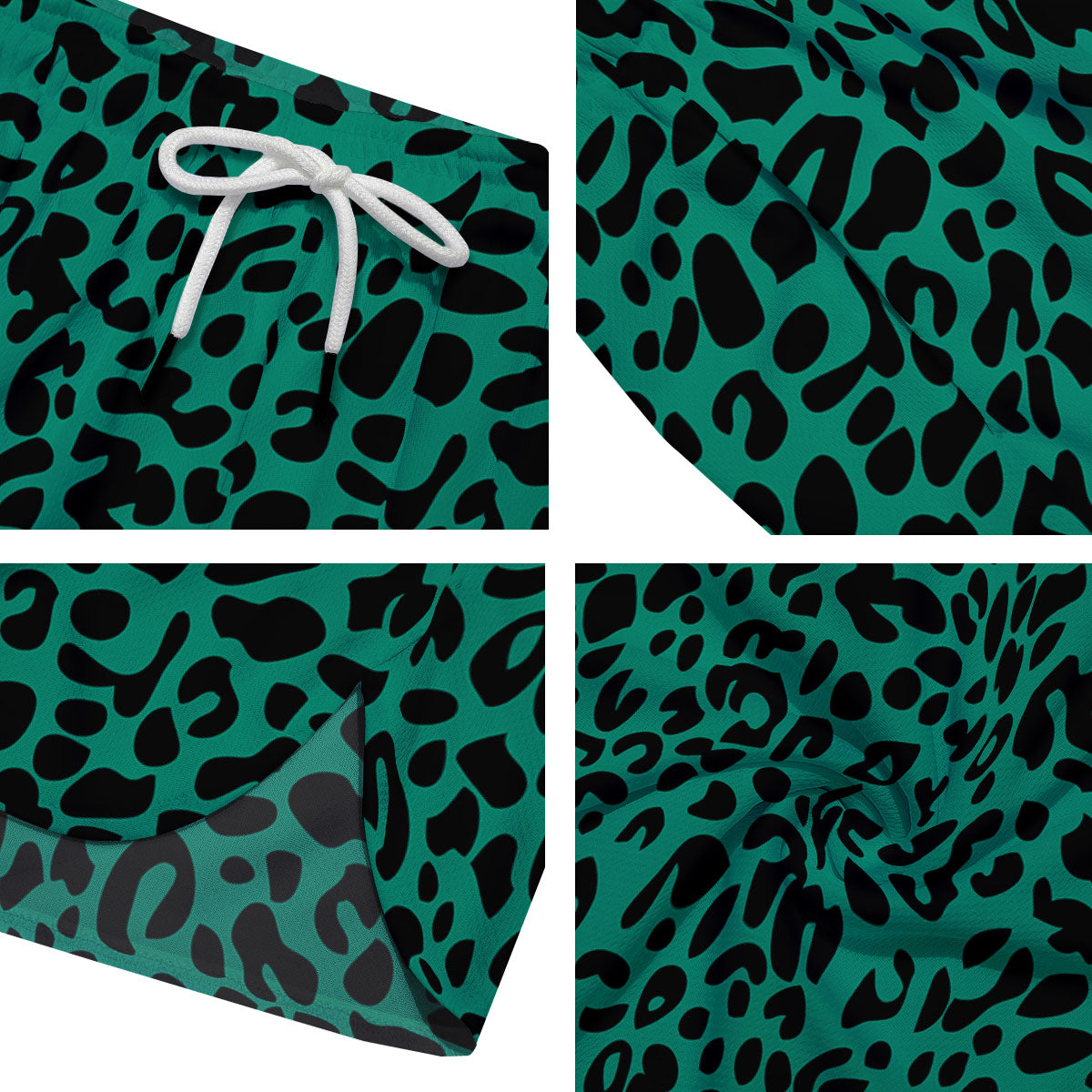 Leopard Green Print Men's Running Shorts-grizzshop